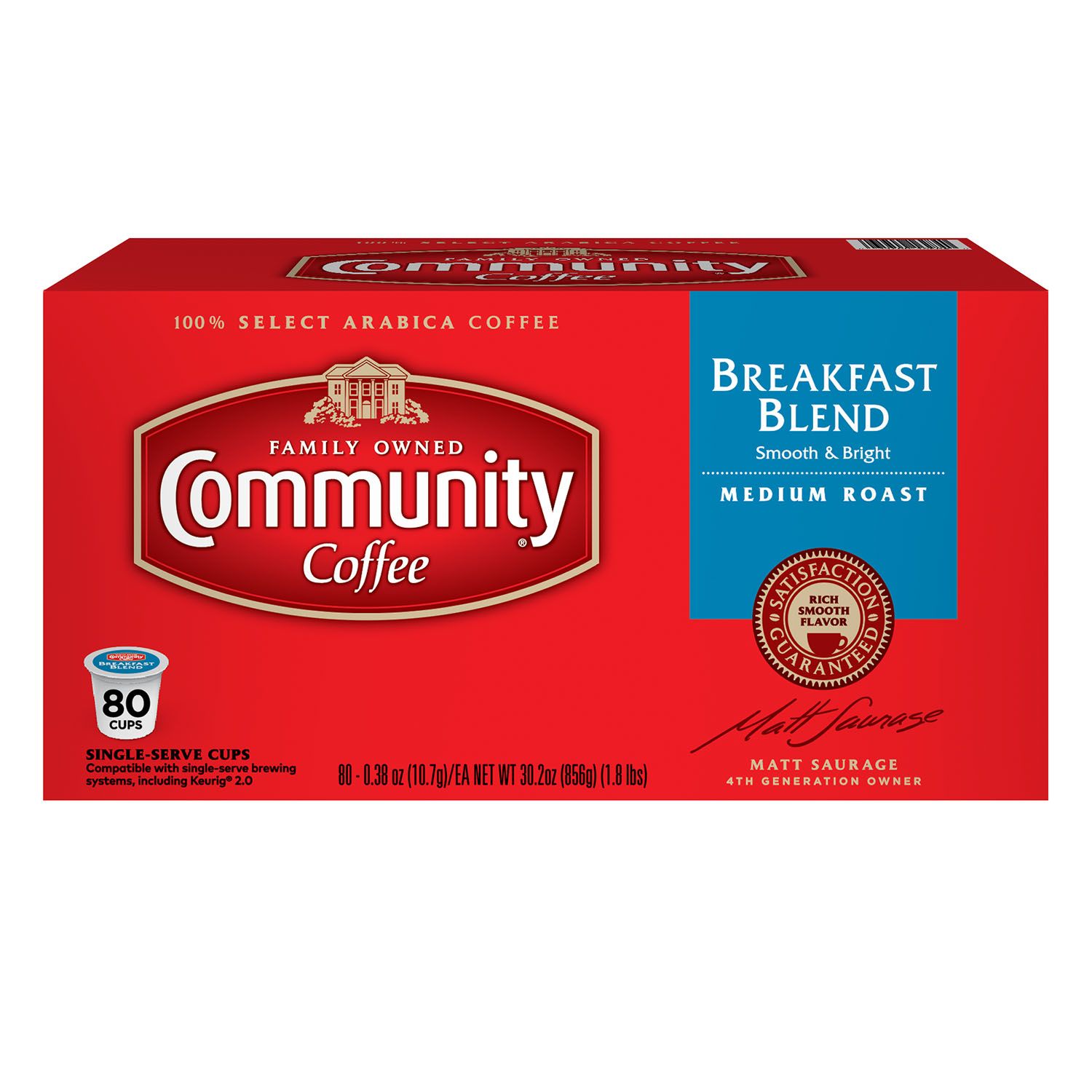 (image for) Community Coffee Single Serve Pods Breakfast Blend (80 K-Cups)